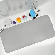 BEEHOMEE Non Slip Bath Mat for Tub,Cartoon Slip-Resistant Mat for Kids Bath Tub - Anti-Slip Bathtub Mat - Non-Slip Shower Floor Mat for Toddlers and Baby Bath Time (Grey Grid)