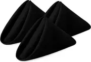 Threads Black Cloth Napkins [43 x 43 CM - 12 Pack] Reusable and Washable Polyester Dinner Napkins; Ideal for Parties, Wedding and Restaurant Use