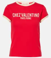 [Valentino] Valentino Printed cotton jersey T-shirt AU 14 red