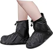 Gatuida Adult Anti-Skid Shoes Covers Thicken Boot Protectors with Snap Straps Flexible Wear Resistant Overshoes for Outdoor Activities XL Black