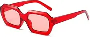 [Sibeg] Polygon Rectangle Sunglasses for Women 2024 New Retro Square Sun Glasses Men Classic White Shades UV400(Color:Red)
