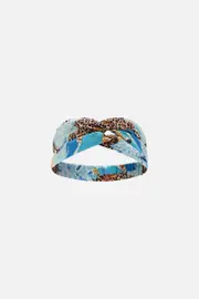 WOVEN TWIST HEADBAND SKY CHEETAH