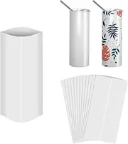 TuoYi 100 Pieces 5x10 Inch Sublimation Shrink Wrap Sleeves White Bags Sublimation Shrink Wrap for 567G Straight Cup Sublimation Shrink Film Heat Transfer Shrink Wrap