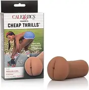 CalExotics Cheap Thrills The Roller Girl - Travel Sized Male Masturbator - Silicone Masturbation Sleeve – 5 Inch Adult Male Sex Toy - Brown