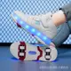 新款 2024 新款男女童輪滑鞋兒童滑板鞋四輪兒童 LED 燈可充電輪滑鞋男童運動鞋 QCBM