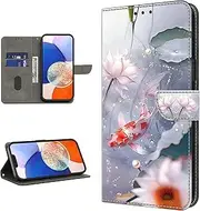 [TUOLISG] Mobile Phone Case for Samsung Galaxy A14 4G/5G Case, PU Leather Case Foldable Flip Case Magnetic Card Slot Stand Function Protective Case for A14 4G/5G Koi