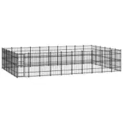 Dog Kennel Steel 55.3m² Large Outdoor Pet Cage Fence Run Pen House Enclosure