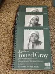 3 Pack 412-109 400 Series Toned Gray Sketch Pad, 9"x12" Wire Bound, 50 Sheets