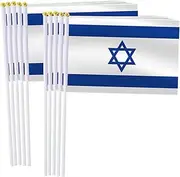 Israel Handheld Small Flag Set,10 PCS 5×8 Inch Mini Israelis Hand Held Banner,Tiny Digital Printed Polyester Banner