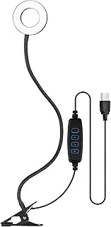 3.5 Inch Ring Light Clip-on Video Conference Light 3 Lighting Modes Dimmable USB Powered ible Arm Design for Live Streaming Online Video Selfie Makeup Vlog Meeting Black One Size
