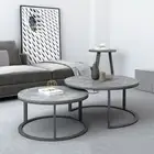 2pcs Anti-corrosion Real Marble Nested Coffee Table Set w/ Heavy Duty Iron Frame