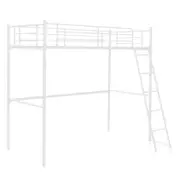 Costway Single Loft Bed Frame w/Ladder Metal High Foot Bed White