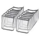 2pcs Wardrobe Clothes Organizer 7Grids Underpants Compartment Storage Box, Grey