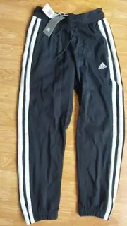 NWT $60 Men’s Adidas Sweat Pants Three Stripes, Black Pant Joggers Drawstring