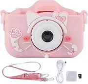 Children Camera 40MP Cartoon Cat Photograph Camera Puzzle Games Birthday Gifts Kids Recording Toys ABS Silicone Material 32G Memory Card (Pink cat)