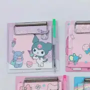 Sanrio Kuromi White Mini-Plywood Notepad Set with Colored Pages And Pens NEW