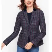 Talbots Mistletoe Plaid Shetland Wool Blazer 8 NEW $189 Colorful Stripe Career