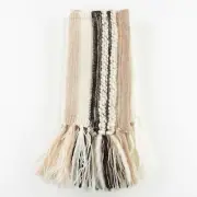 Jonathan Simkhai NWT Ulanni Patchwork Fringe Scarf One Size in Cream/Tan/Brown