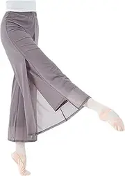 [Bestgift] Dancewear Pants Women Adult Modern Dance Split Trousers