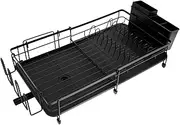 ZLHETWT Dish Drying Rack, Sink Dish Drainer, Sink Dish Rack, Multifunctional Expandable Sink Dish Drainer Bottom Slot Design Large Sink Dish Rack with Cutlery and Cups Drying Holder for Kitchen