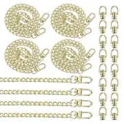 23.6" Flat Purse Chain 8 Pack Light Gold Purse Strap Handbag Chains with D-Rings