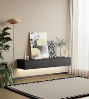 Madison Floating Black TV Unit with Storage - 160cm