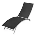 Sun Lounger Steel Textilene Black