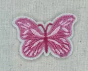 Butterfly Pink Embroidered Iron On, Sew On, Glue On Patch