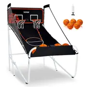 Foldable Basketball Arcade Game, 2 Player Indoor Basketball Game, Home Dual Shot Sport with 5 Balls, 8 Game Modes, Electronic Scoreboard, and Inflation Pump, for Kids, Adults (Black &