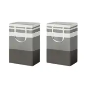2X Laundry Basket Hamper Foldable White Grey