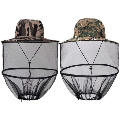 Outdoor Anti Mosquito Net Hat with Hidden Mesh Protection Face Fishing Sun Hat
