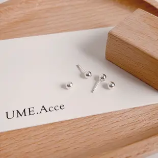 全純銀耳環 S999銀 雙圓珠耳環【UME.Acce】純銀耳骨釘/轉珠耳環/S999純銀耳環