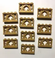 Lego 10 New Pearl Gold Fences 1 x 4 x 2 Ornamental Asian Architecture Pieces