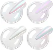 Allstarry Chrome Nail Powder 4 Colors Iridescent Aurora Powder Metallic Mirror Effect Pigment Pearlescent Mermaid Glitter Unicorn Glitter for Nail Art Manicure Decoration Home DIY Salon - Ice Series