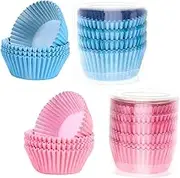 200Pcs Non-Stick Cupcake Liners for Baking,Food Grade & Grease-Proof Baking Cups Natural Muffin Baking Cups 2 Colors Baking Cups Cupcake Wrappers (Pink & Blue)