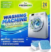 [Freshero] Washing Machine Cleaner Tablets 24 Pack Descaler & Deep Cleaning Solution for HE, Top load & Front Loader Washers, Septic Safe, Removes Residue, Build-ups & grimes 1-Year Supply
