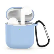 For AirPods 2nd Gen Case, Silicone Protective Cover, Snap Hook, Sky Blue