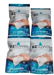 4 Bags EZ-Towel Tablets Compressed Towel With 1-Tube of 10 Tablets in Each Bag