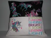 Unicorn Magic Reading Pillow with book pocket.
