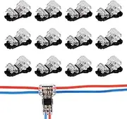 12pcs Low Voltage Wire Connector, T Type Wire Connectors 2 Pin 3 Way Wire Splitter Connector No Stripping Wire Splice Connectors T Tap, for 18-22 AWG, LED Strip, Audio, Vehicles