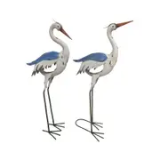 2x Willow & Silk Metal 87cm/84cm Coastal Egret Crane Couple Garden Figurine