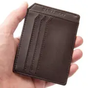 Mens Minimalist Slim Front Pocket Leather Wallets Mini ID Credit Card Holder US