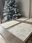 Placemats sets Fabric Ivory Holiday Christmas Table mats Glitter Silver Thread
