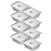 8 Pack Hotel Pans, 1/2 Size Anti-Jam Steam Pan with Lid, 0.8mm Thick Stainless Steel Steam Table Pan, 4-Inch Deep Commercial Table Pan, Catering Storage Food Pan, for Industrial &