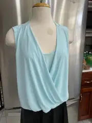 NEW BCBG MAX AZRIA LT. AZURE NICOLETA DOUBLE STRAP WRAP TOP SZ XXS BLUE