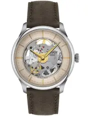 [Tissot] Chemin des Tourelles Powermatic 80 Squelette 39mm T1398361626100 Watch in Ivory