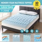 7-Zone Memory Foam Mattress Topper Cooling Gel Queen Breathable Matress Bedding