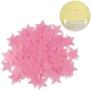 Nevenka Luminous Stars Plastic Wall Stickers Glow In The Dark For Home Art Decor-Pink