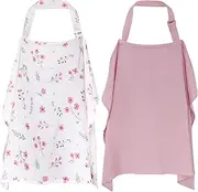 YKYUASD 2 Pack Muslin Nursing Cover for Breastfeeding, 100% Cotton Soft Privacy Nursing Covers Apron Breastfeeding Cover with Arch Neckline for Women, Multi-use Breastfeeding Essentials