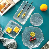 在飛比找ETMall東森購物網優惠-日式水晶玻璃盤水果盤家用早餐盤沙拉碗甜品碟盤子點心盤壽司菜碟